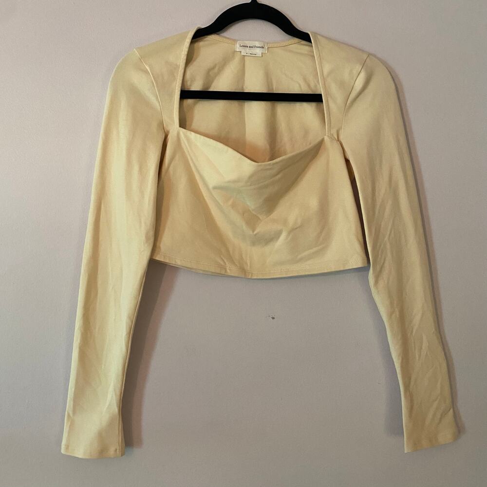 Lovers and Friends Cream Cropped Long Sleeve Top Stretchy Going Out size Medium